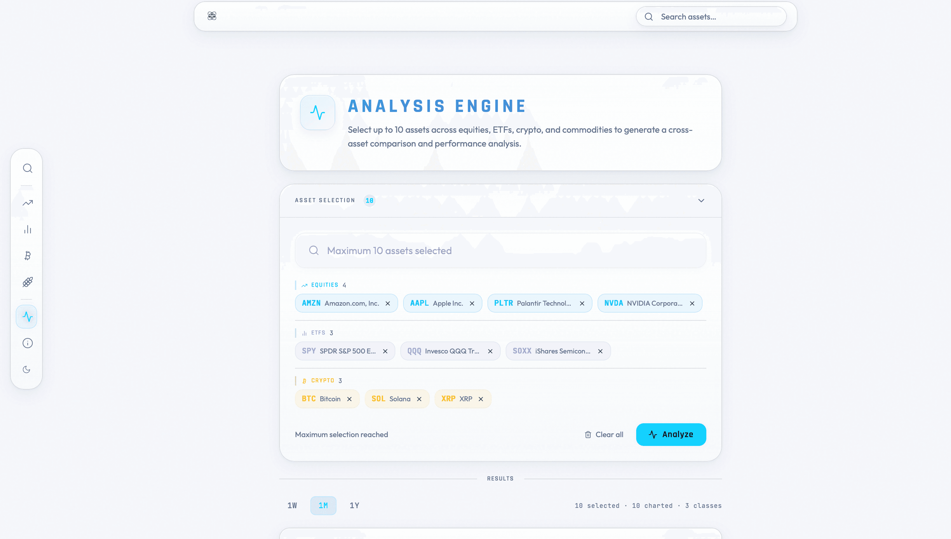 LibraNex analysis selection workflow.