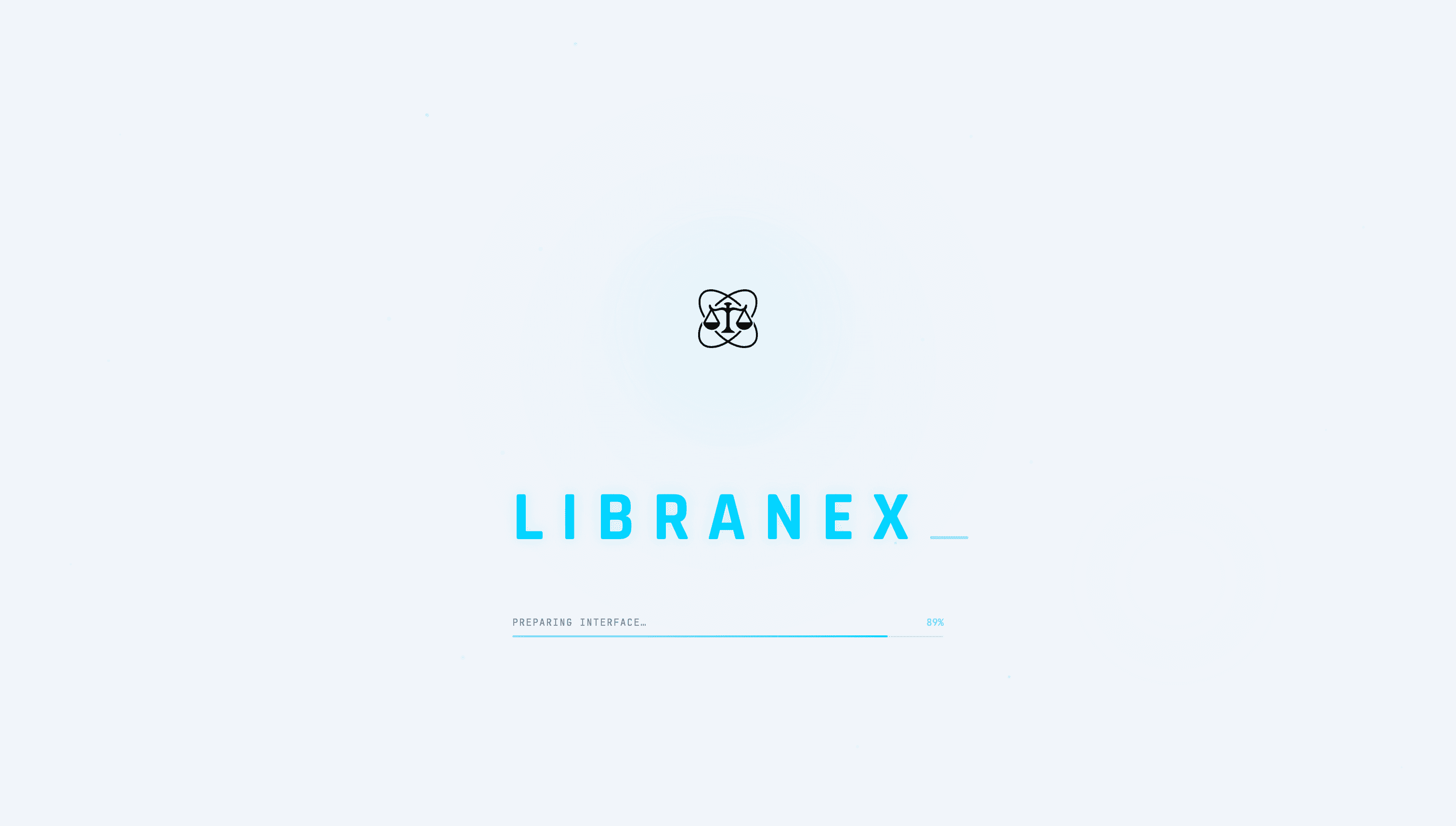 LibraNex launch loading screen.